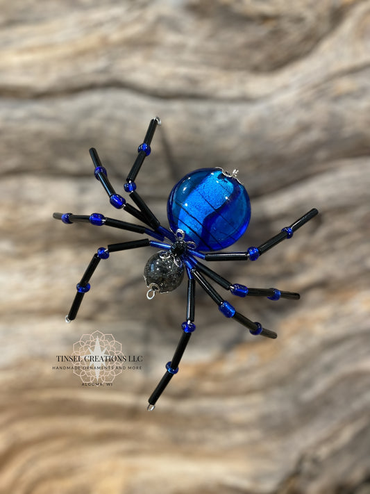 Blue Glass Spider Ornament