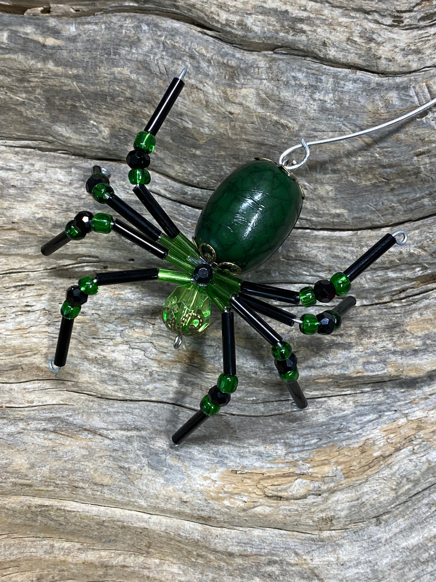 Green and Black Spider Ornament