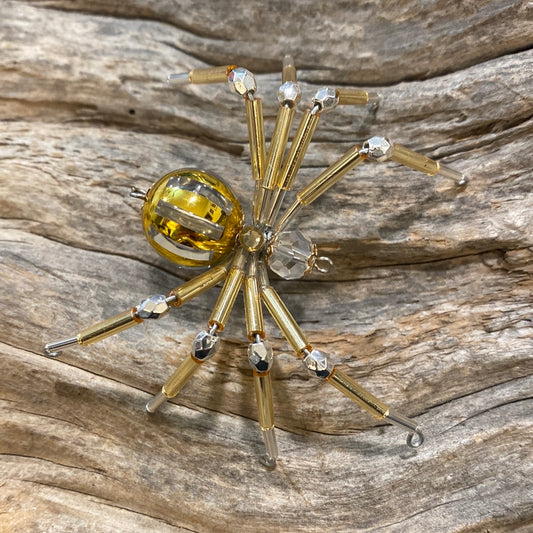 Gold Tinsel Spider Ornament