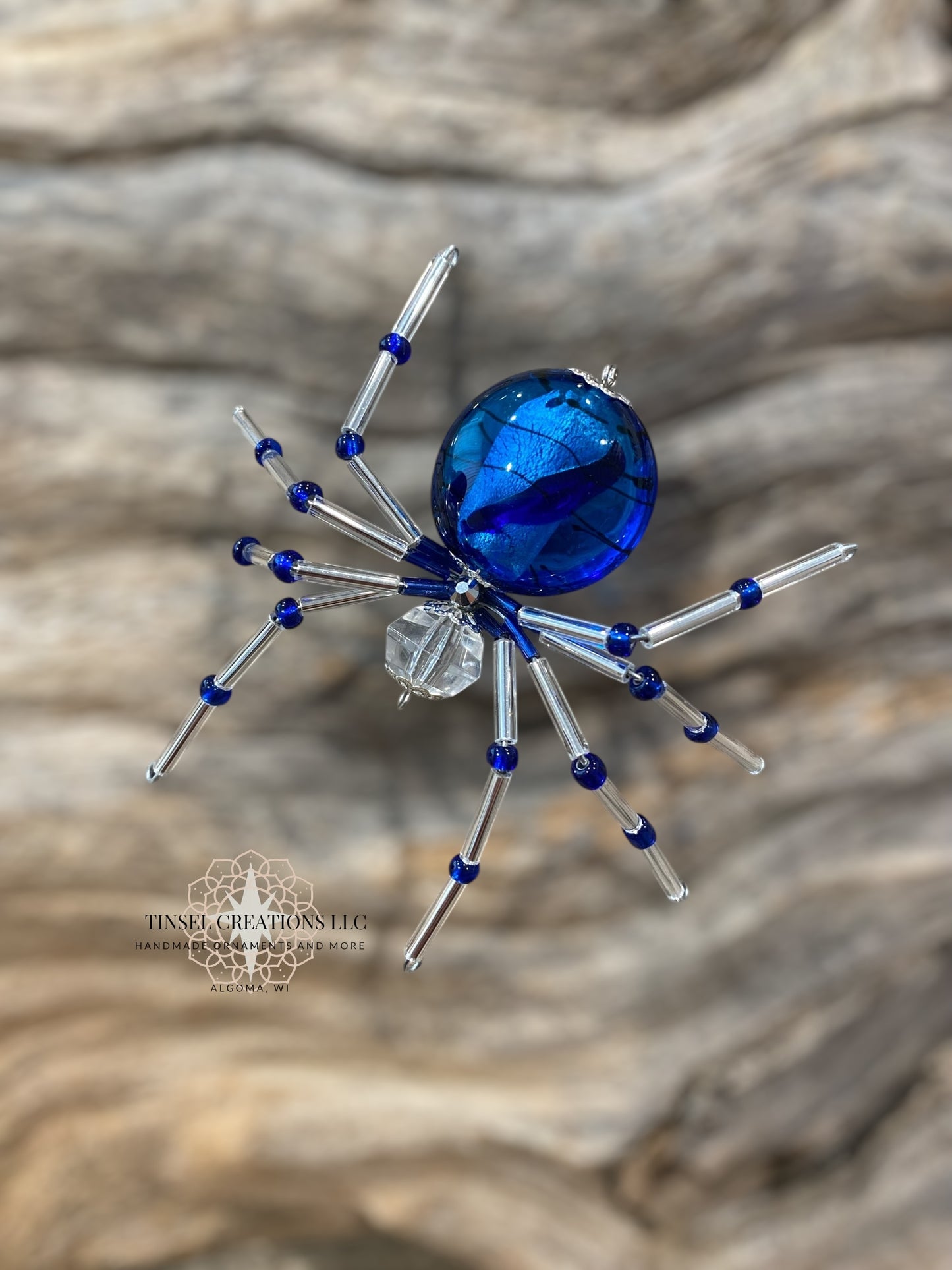 Blue Glass Spider Ornament