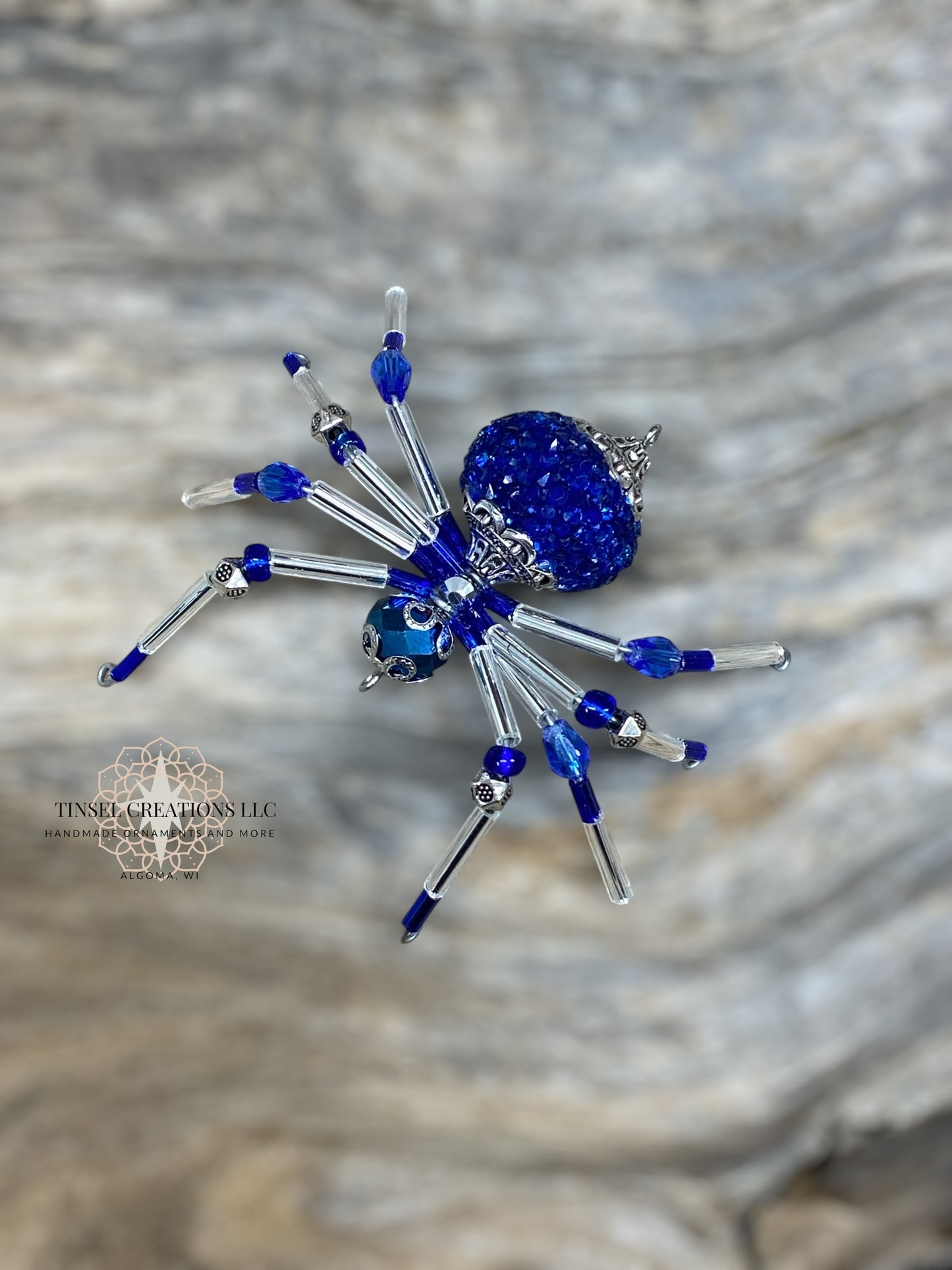 Sparkle Sapphire Spider Ornament