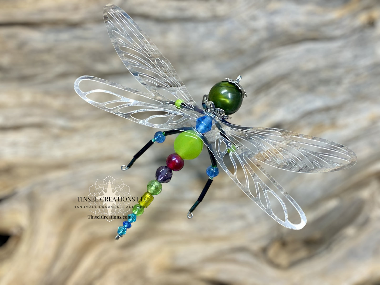 Dragonfly Ornament- Bright Green Multicolor