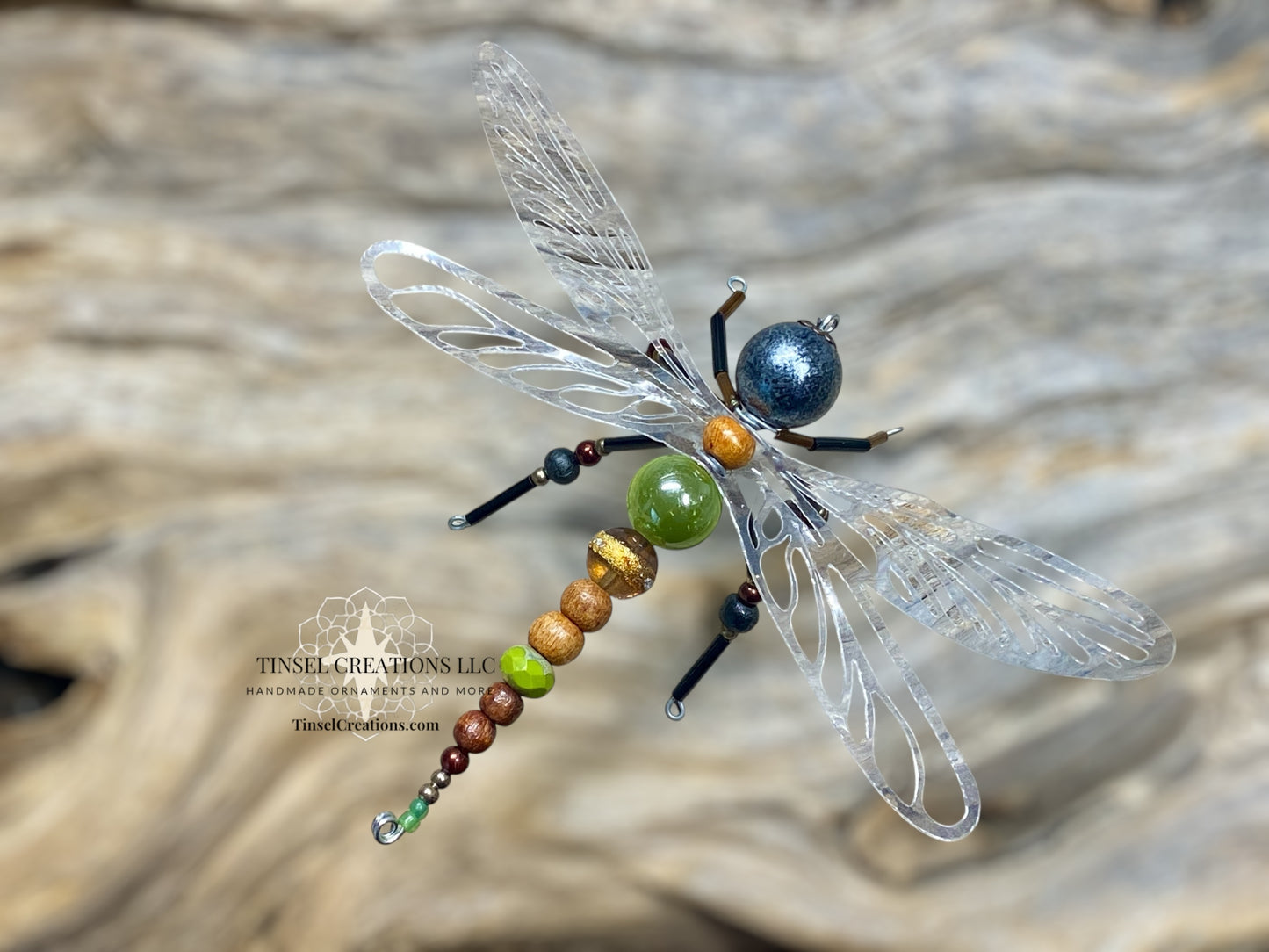 Dragonfly Ornament- Natural Greens