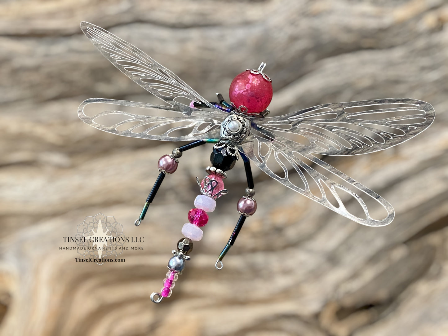 Dragonfly Ornament- Hot Pink