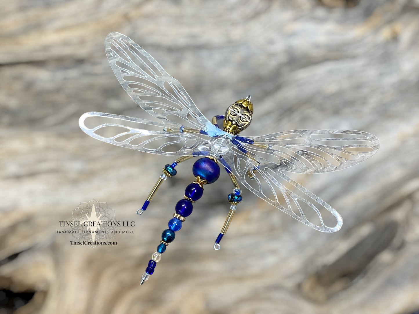 Dragonfly Ornament- Royal Blue & Gold
