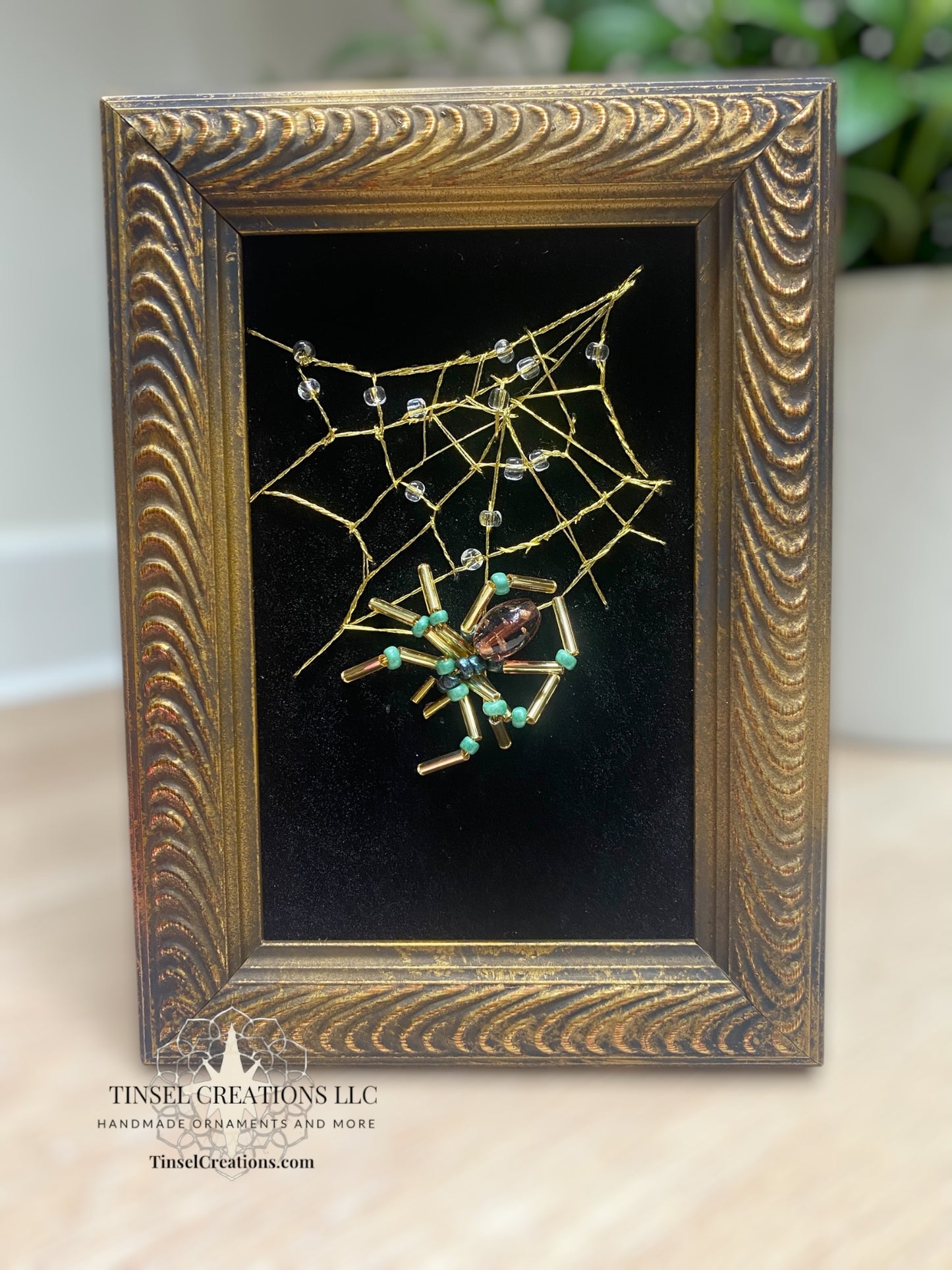 Tinsel Creations Embroidered Web Art Wood Frame