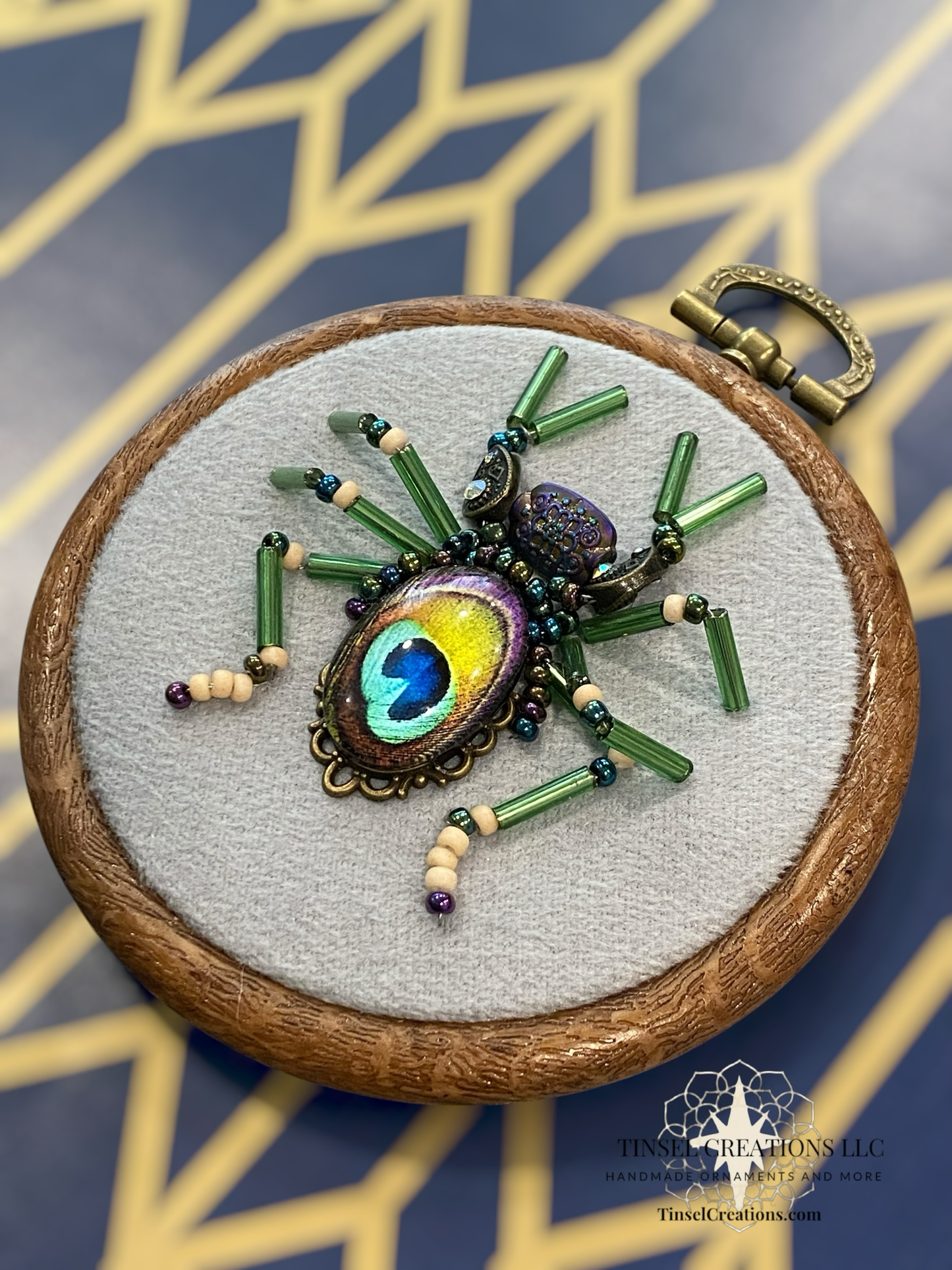 Beaded Embroidered Green Beetle