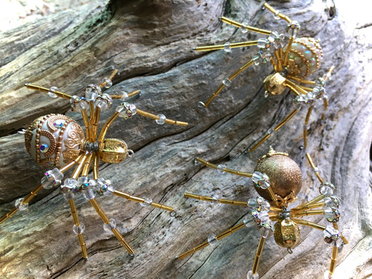 Traditional Gold/White Spider Ornaments