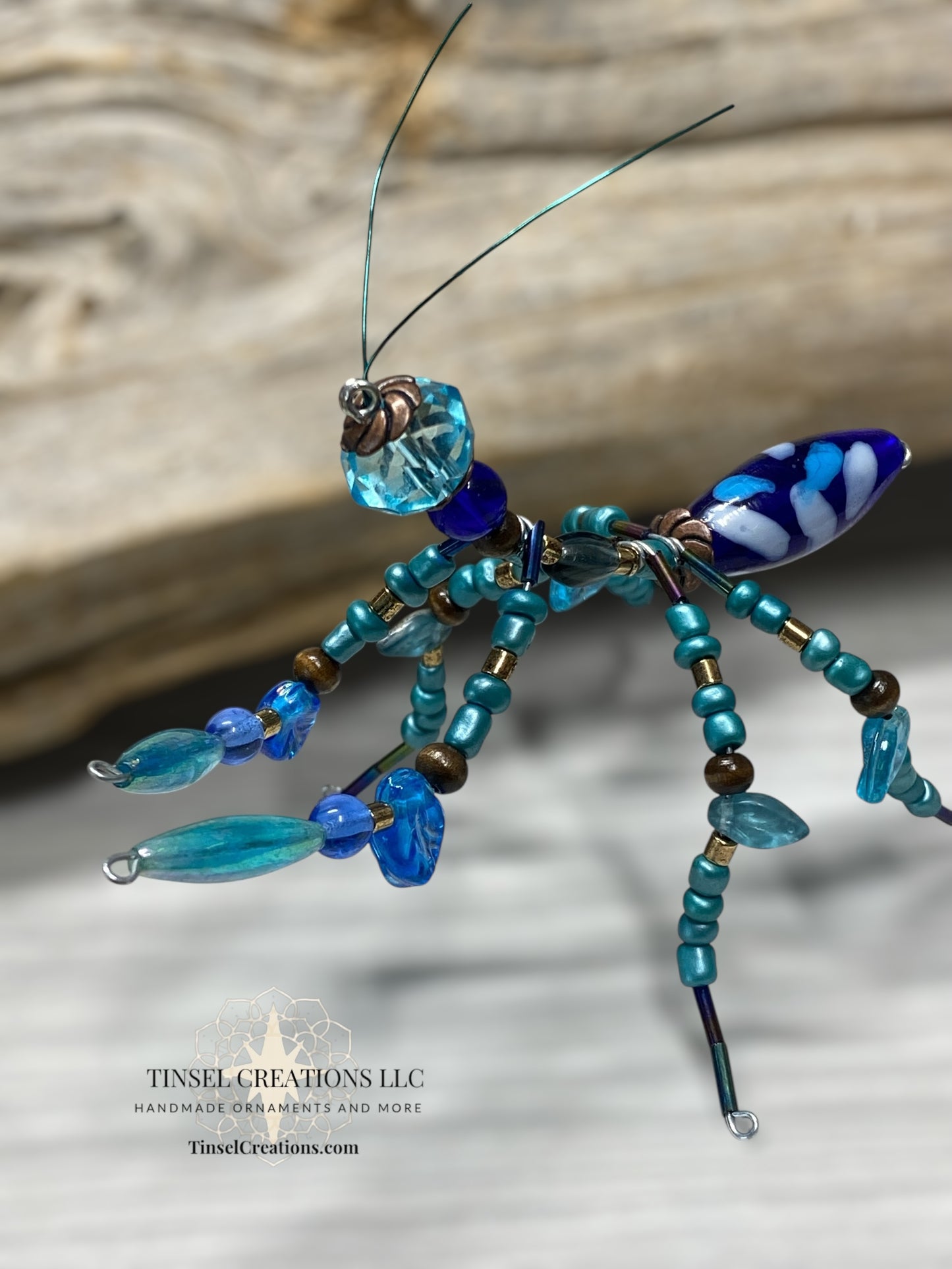 Blue Glass Mantis Ornament