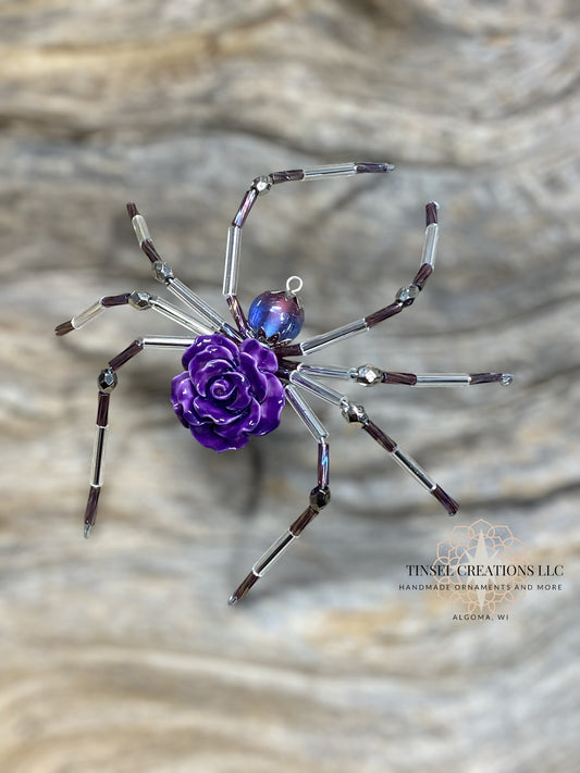 Purple Rose Spider Ornament