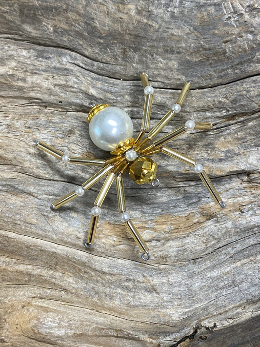 Pearl and Gold Spider Ornament