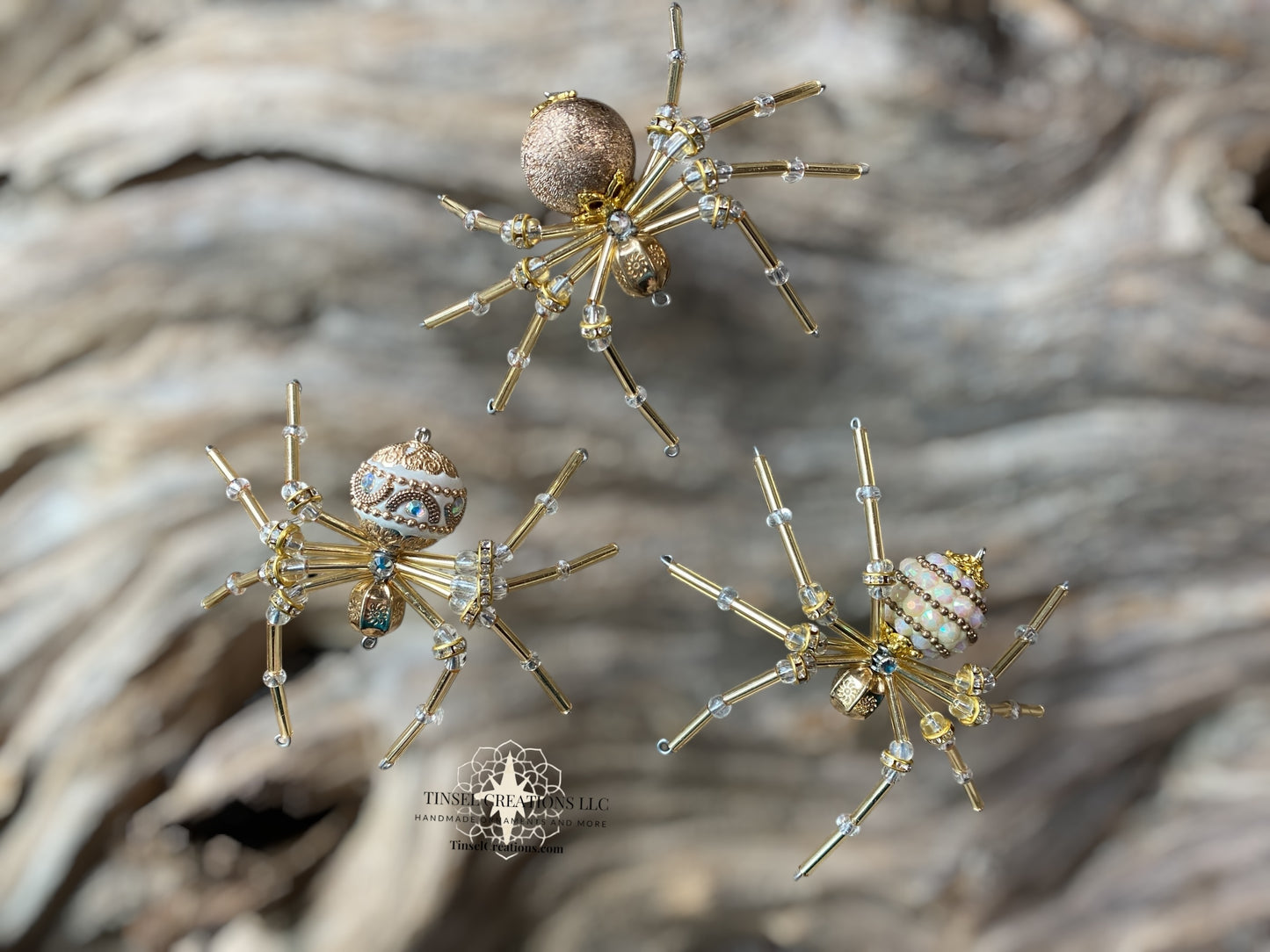 Traditional Gold/White Spider Ornaments