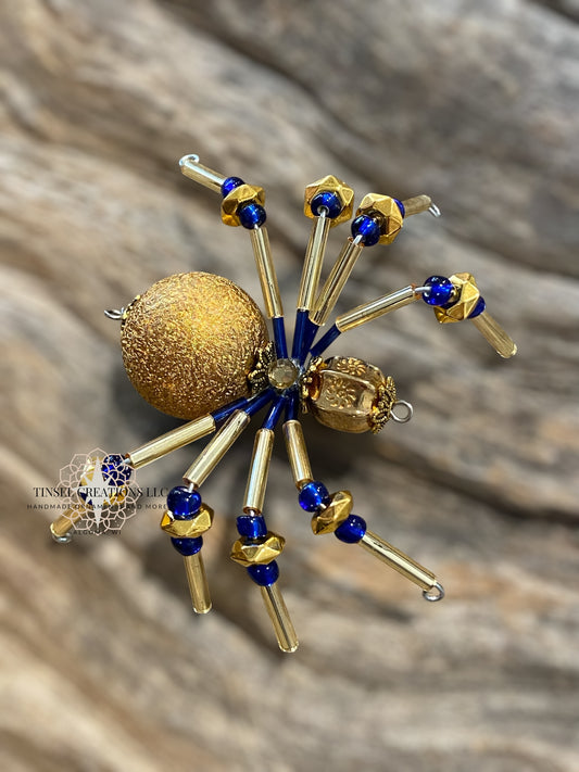 Blue and Gold Spider Ornament
