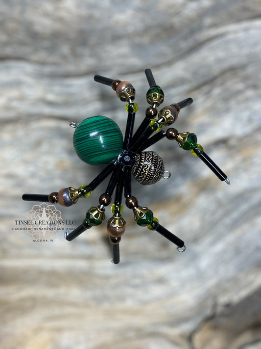 Malachite Inspired Spider Ornament