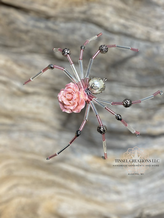 Pink Rose Spider Ornament