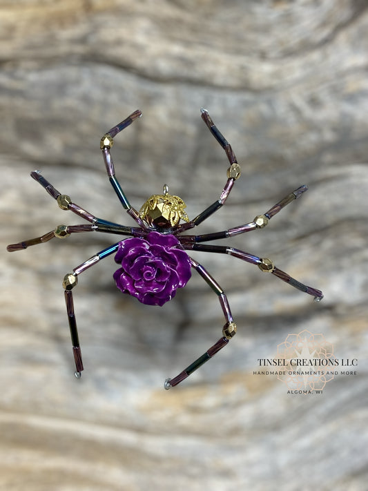 Purple Gold Rose Spider Ornament