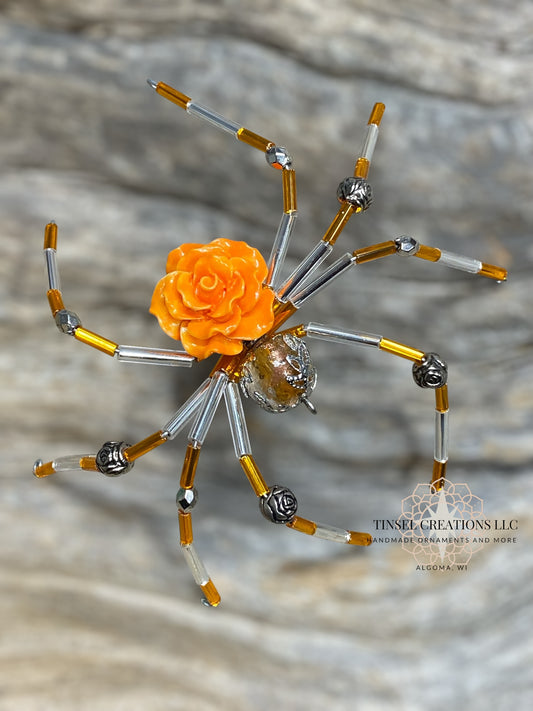 Orange Rose Spider Ornament