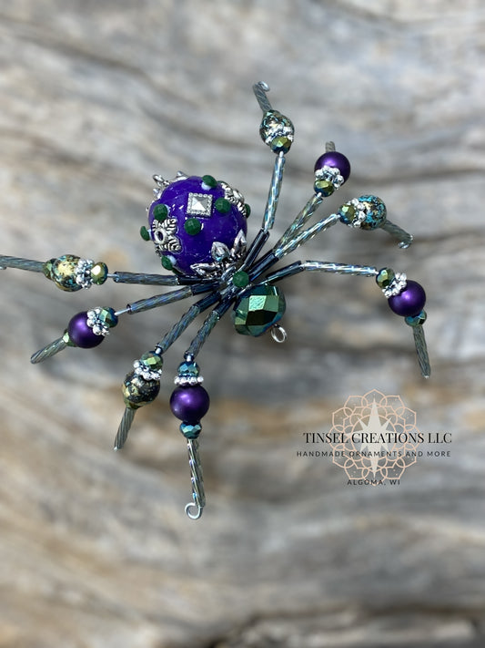 Purple Green Spider Ornament