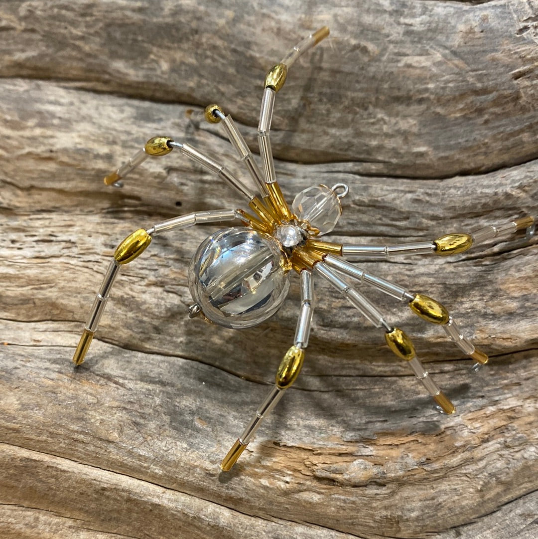 Silver Tinsel Spider Ornament