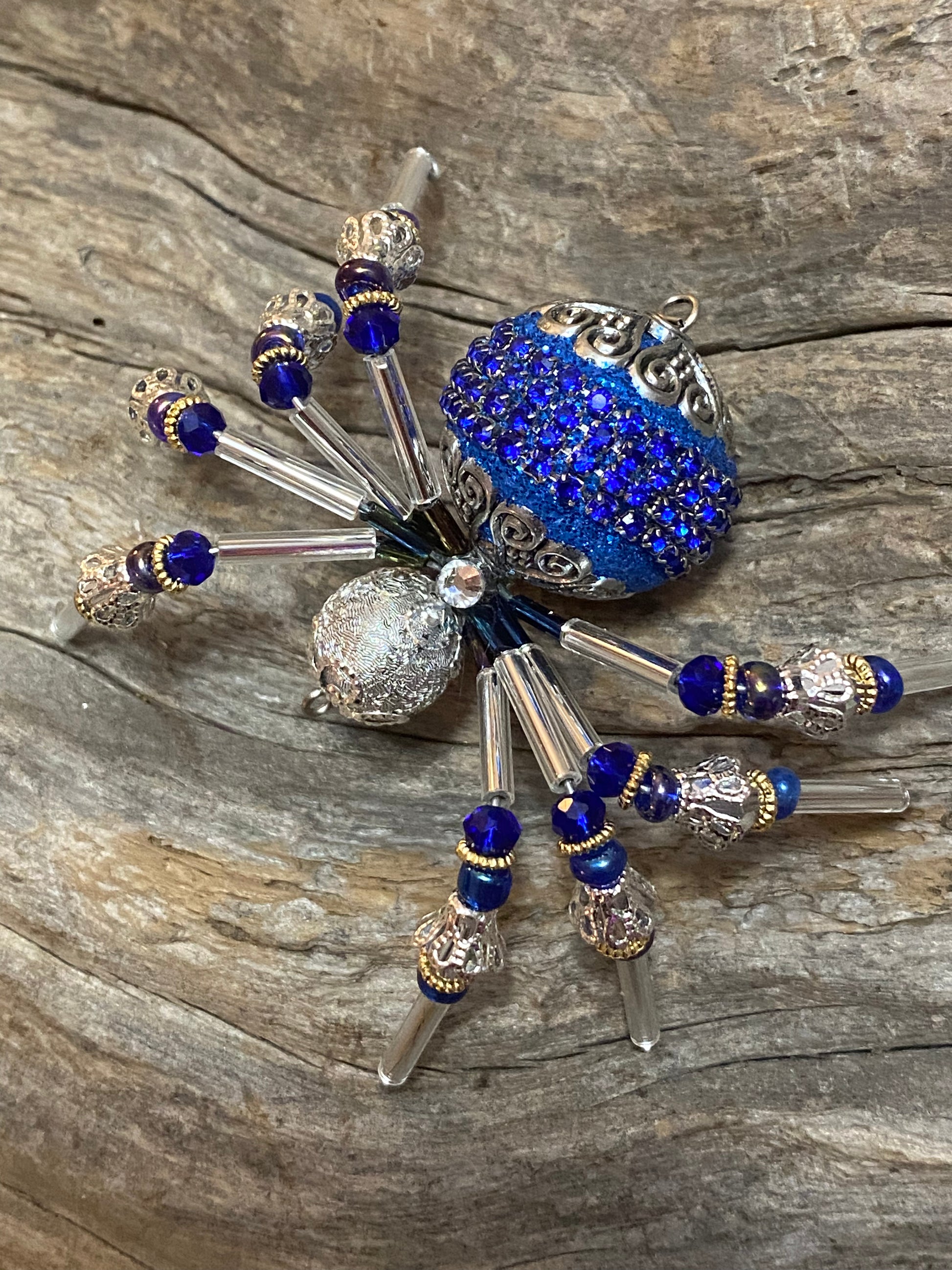 Spider Blue Rhinestone Royal Blue Gem Spider Ornament – Tinsel Creations LLC