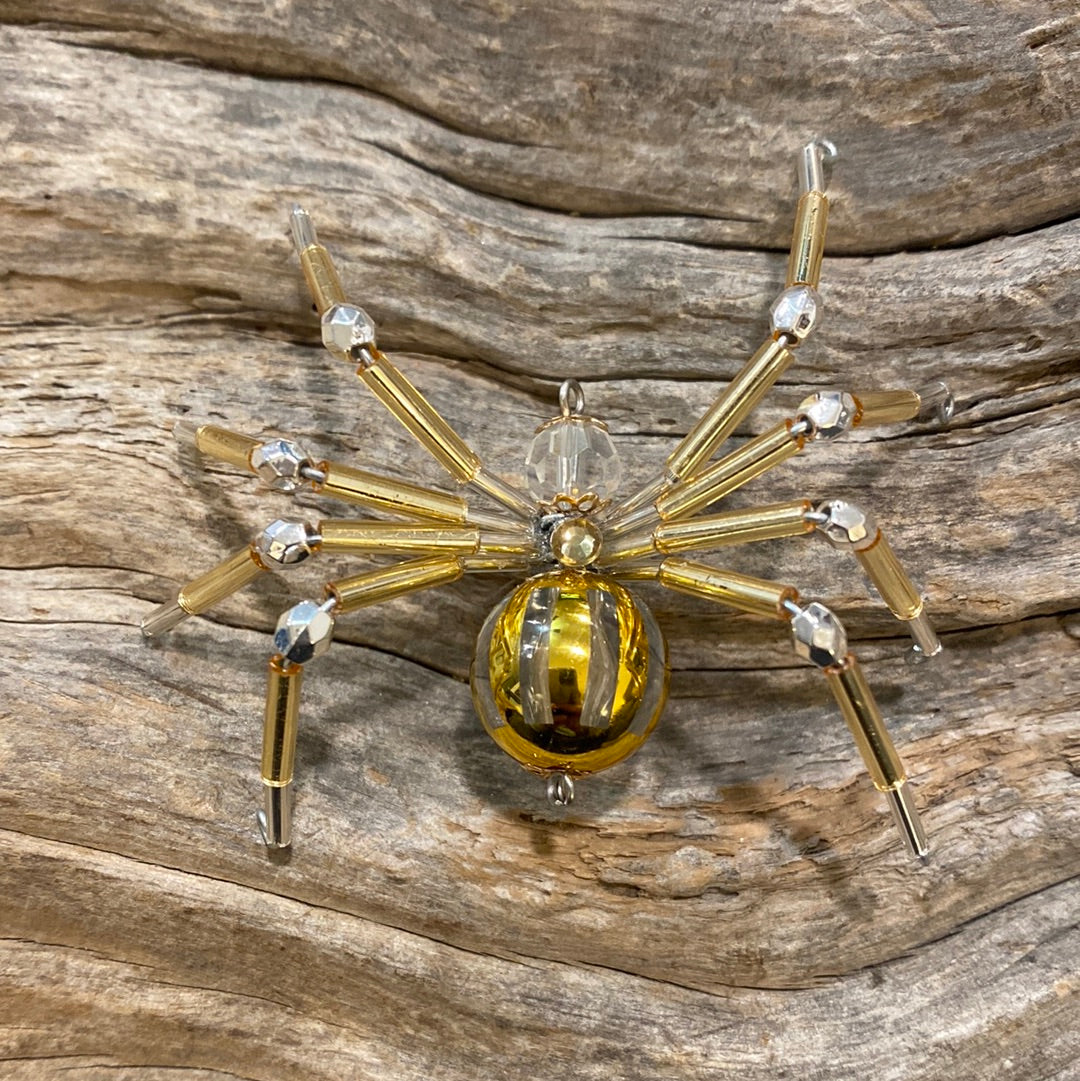 Gold Tinsel Spider Ornament