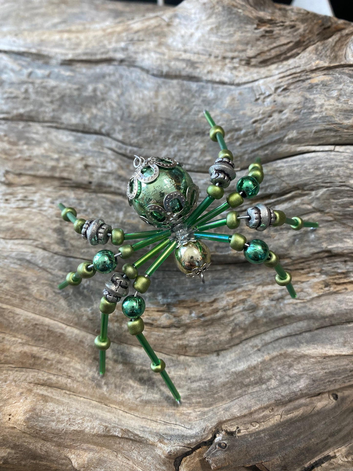 Vintage Green Spider Ornament