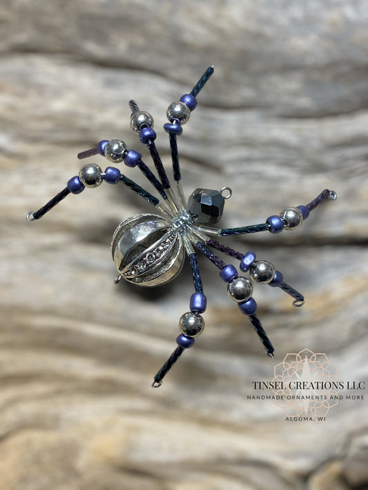 Steel Blue Spider Ornament