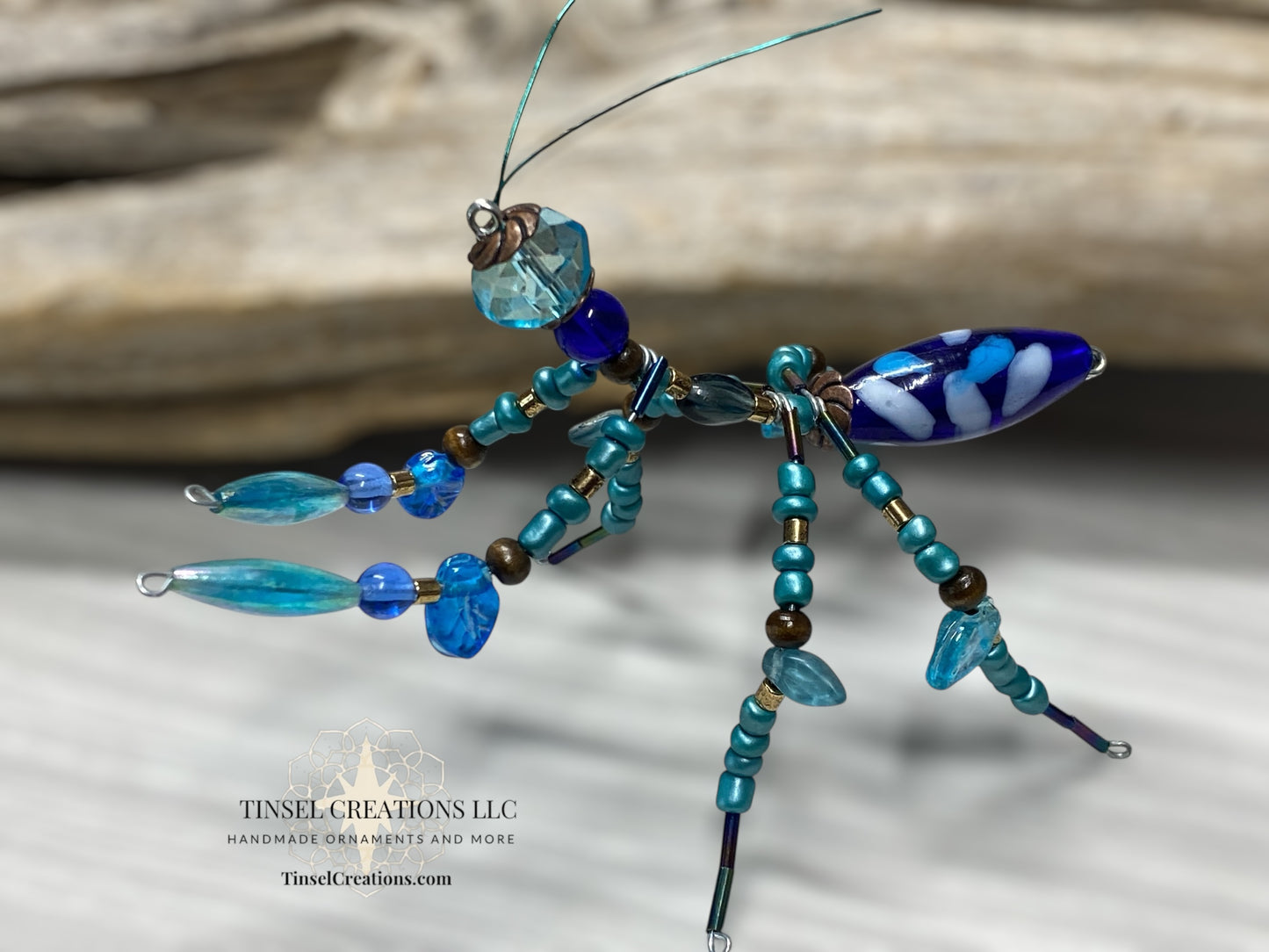 Blue Glass Mantis Ornament