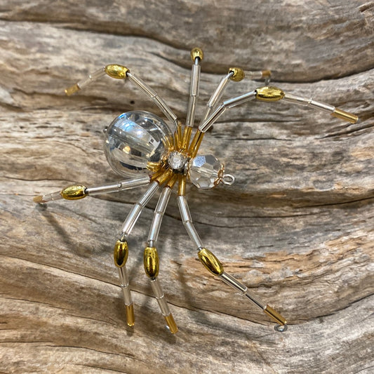 Silver Tinsel Spider Ornament