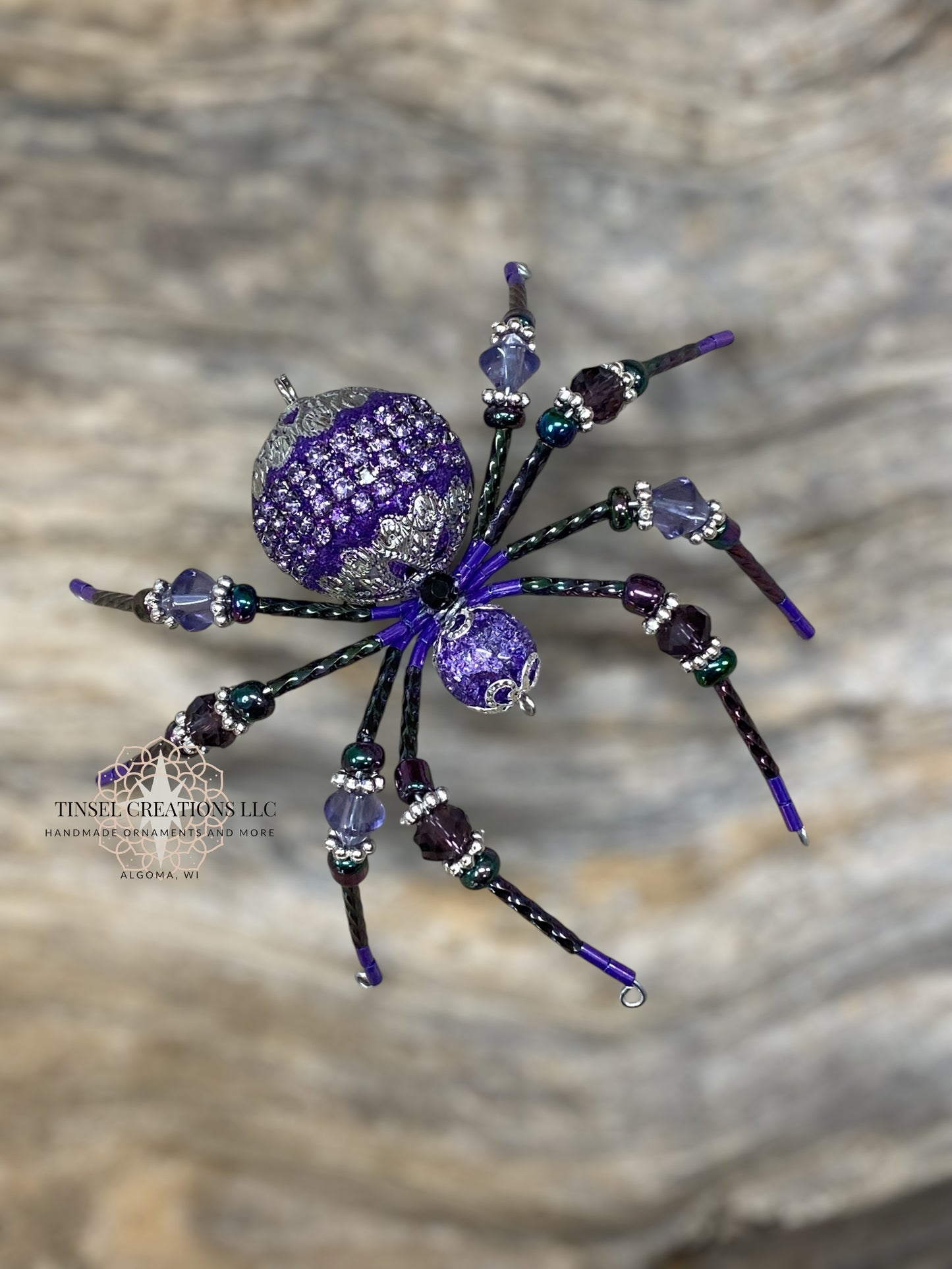 Royal Purple Gem Spider Ornament