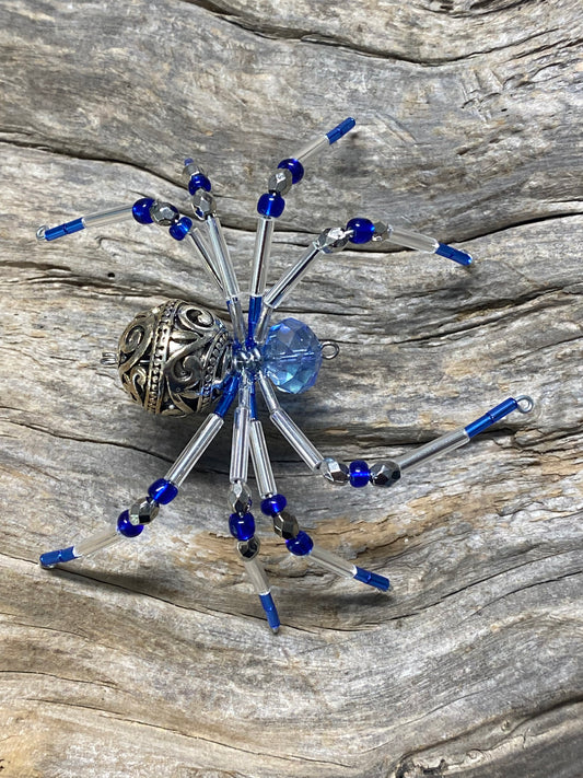Blue Swirl Spider Ornament
