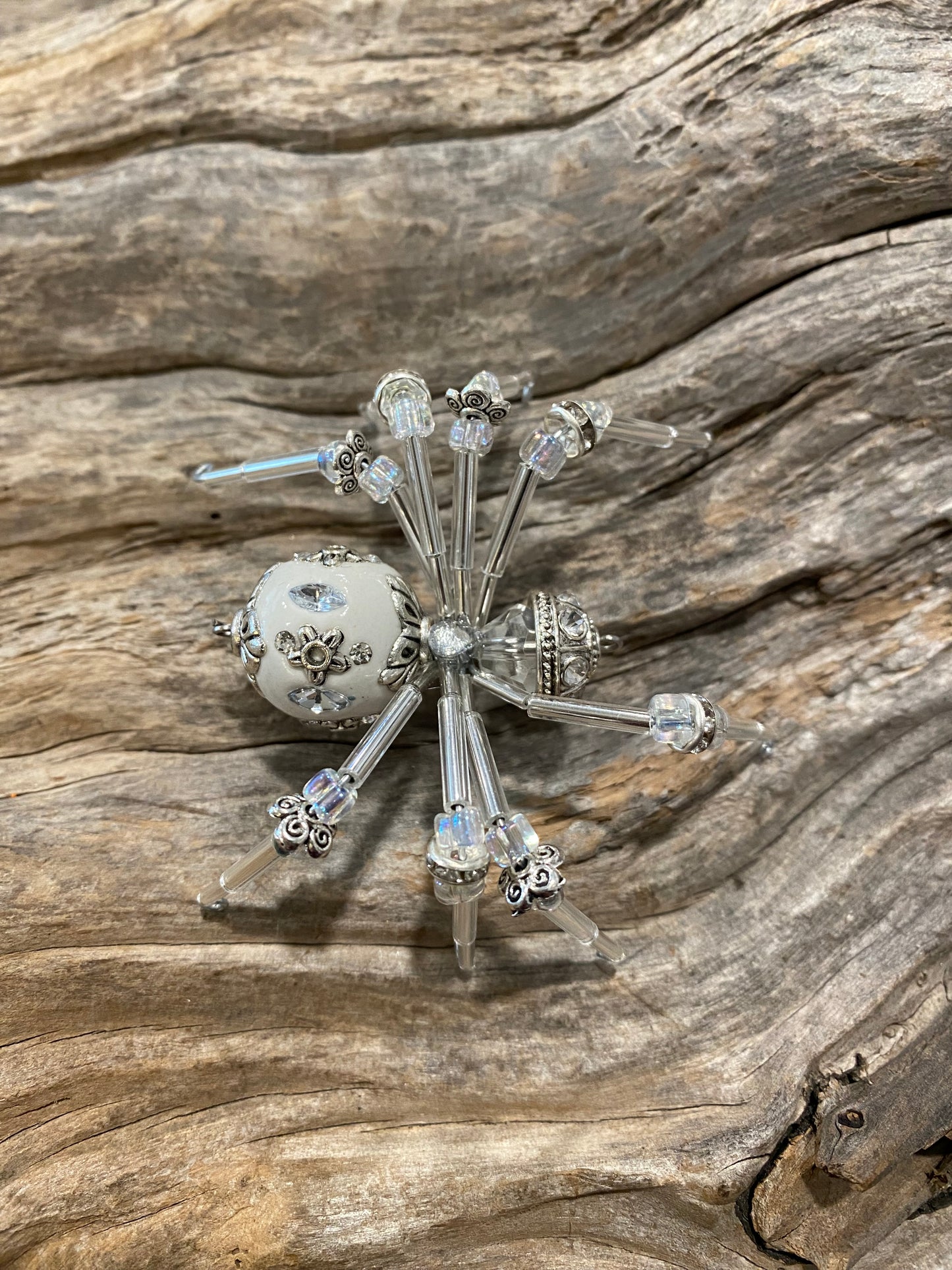 White and Silver Spider Ornament