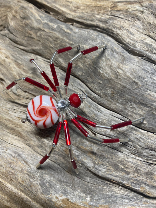 Mint Swirl Spider Ornament