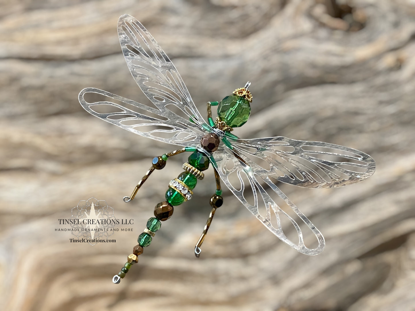 Dragonfly Ornament- Green Sparkle