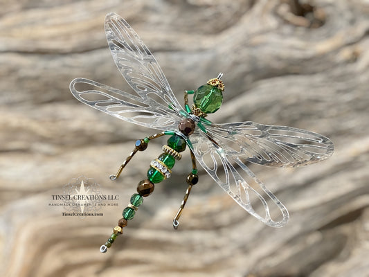 Dragonfly Ornament- Green Sparkle