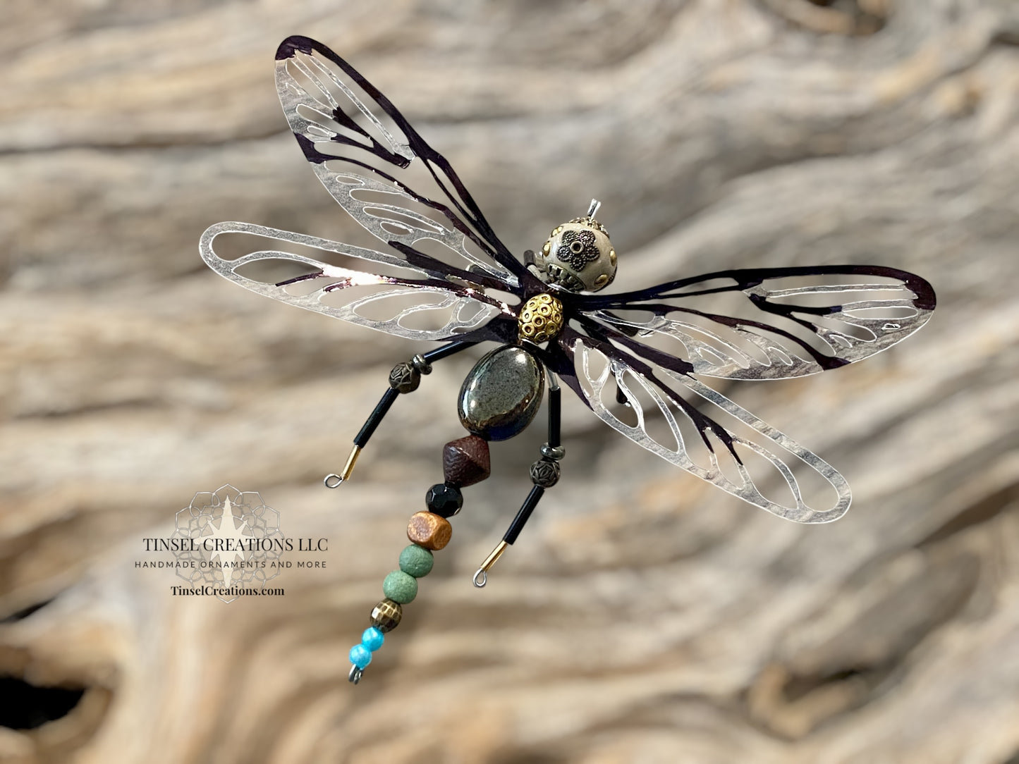 Dragonfly Ornament- Natural with Ornate Head