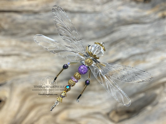 Dragonfly Ornament- Purple Crystal