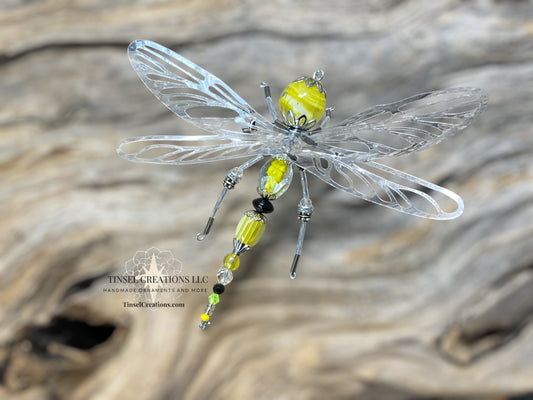 Dragonfly Ornament- Yellow Glass