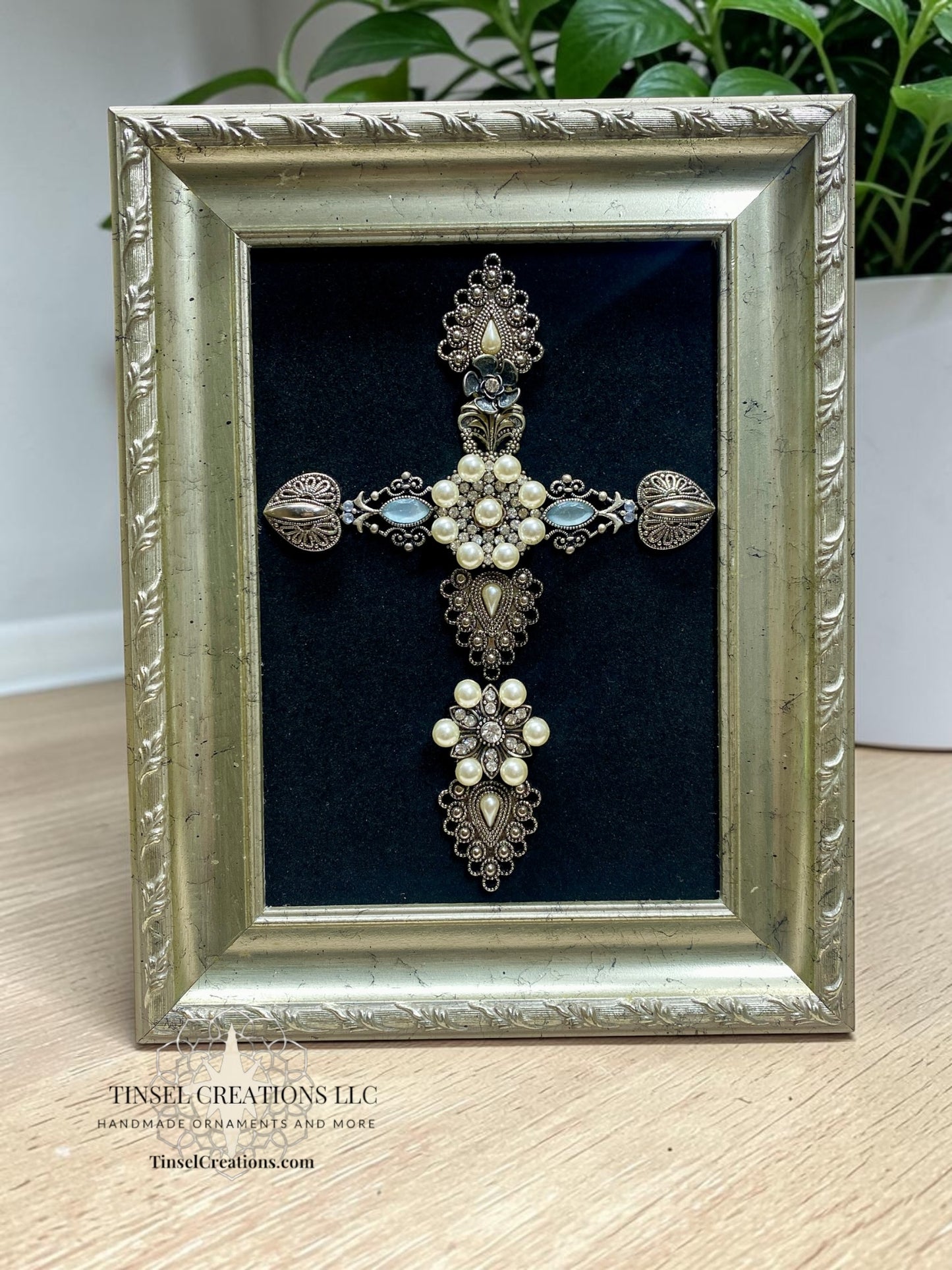 Silver Cross Framed Jewelry Art