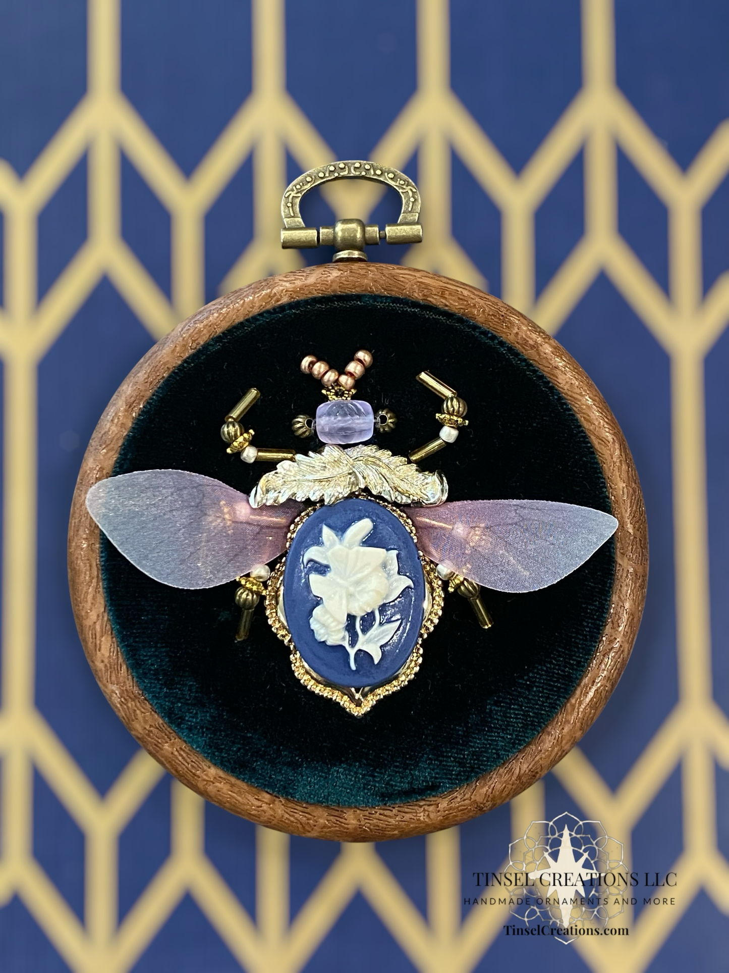 Beaded Embroidered Blue Garden Beetle