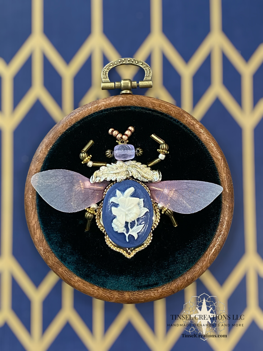 Beaded Embroidered Blue Garden Beetle