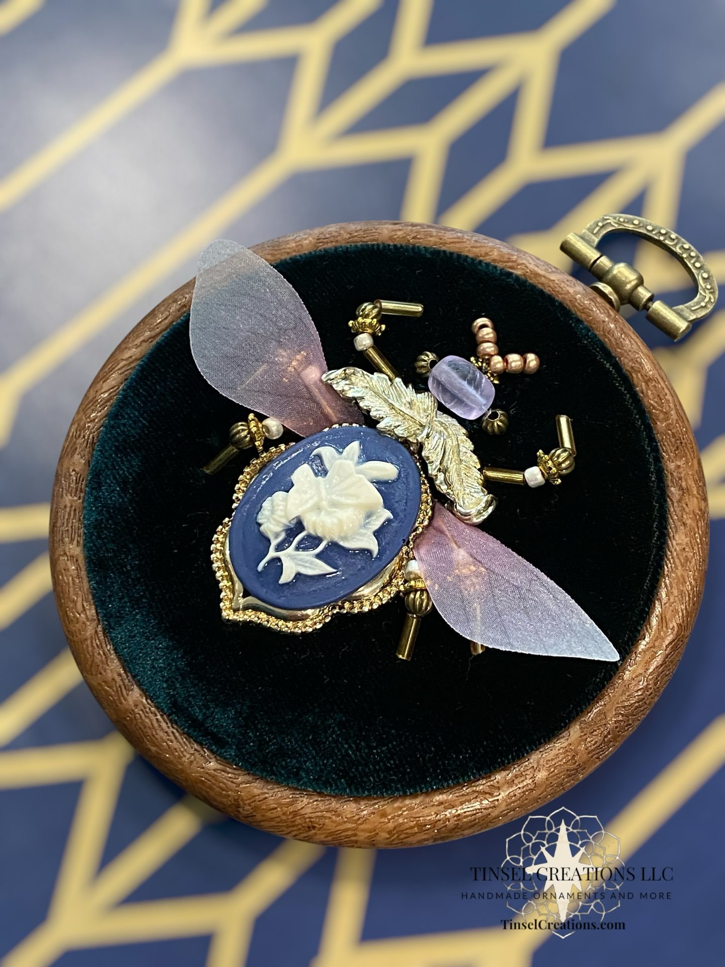 Beaded Embroidered Blue Garden Beetle