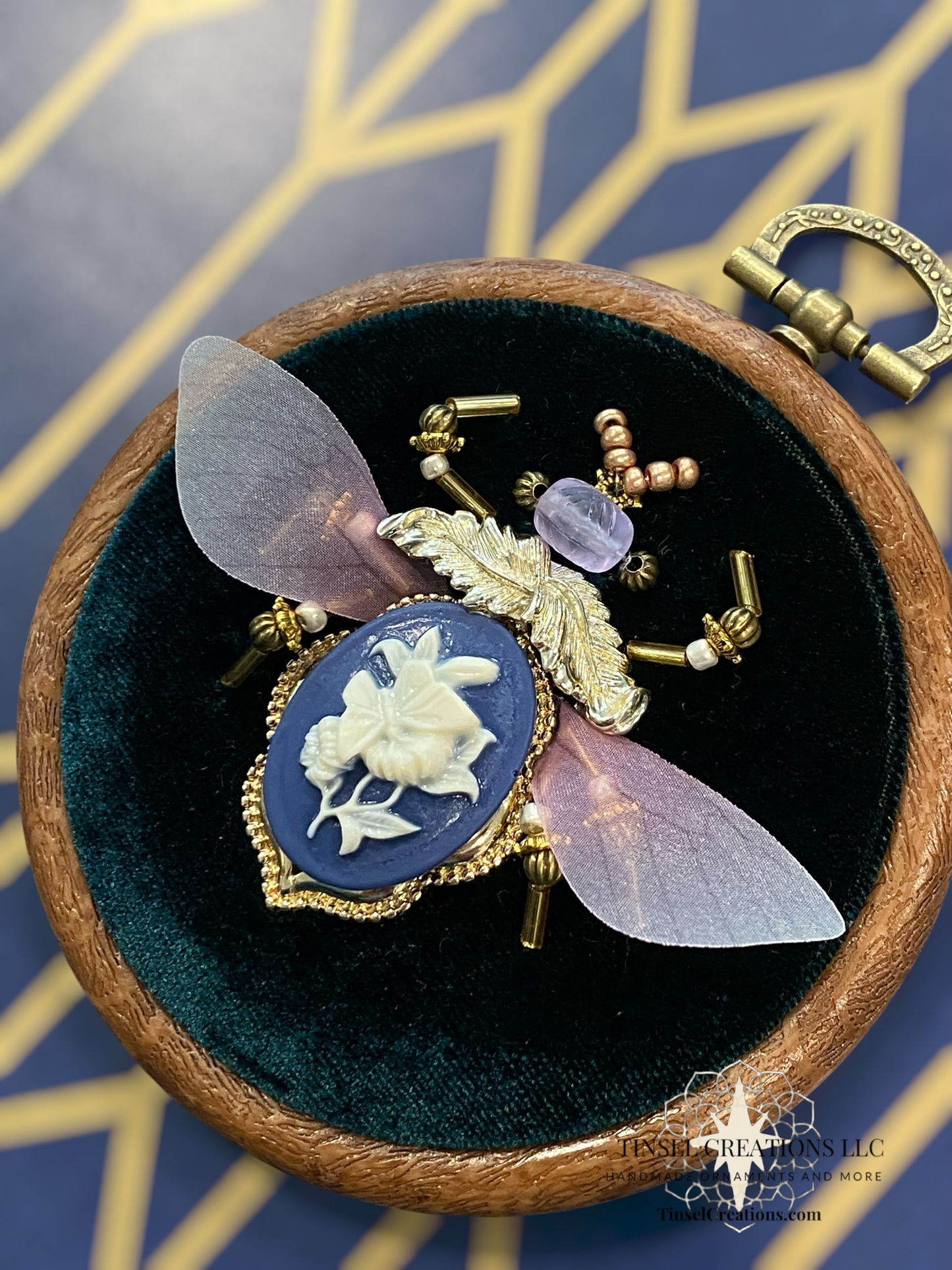 Beaded Embroidered Blue Garden Beetle