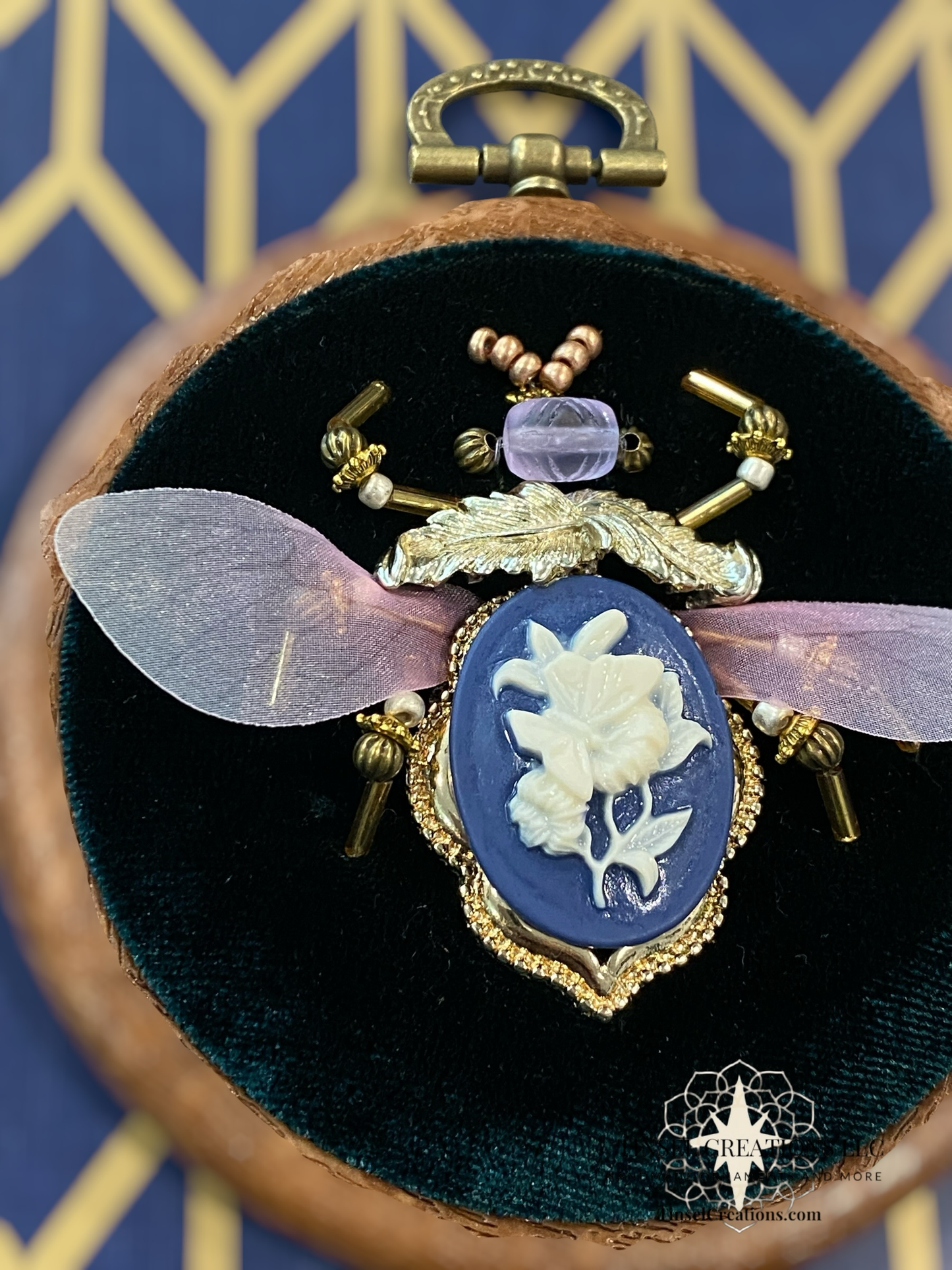 Beaded Embroidered Blue Garden Beetle