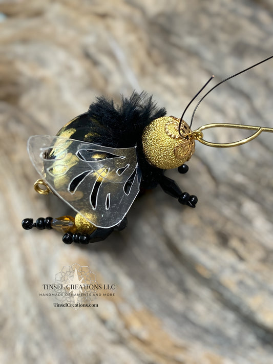 Black and Gold Bee Handmade Ornament