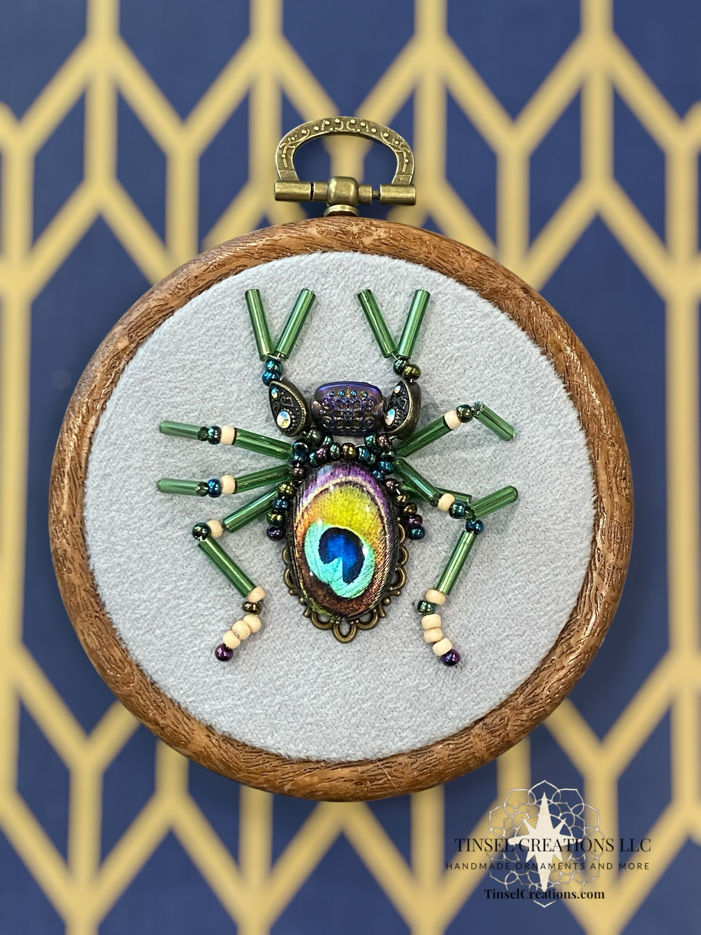 Beaded Embroidered Green Beetle