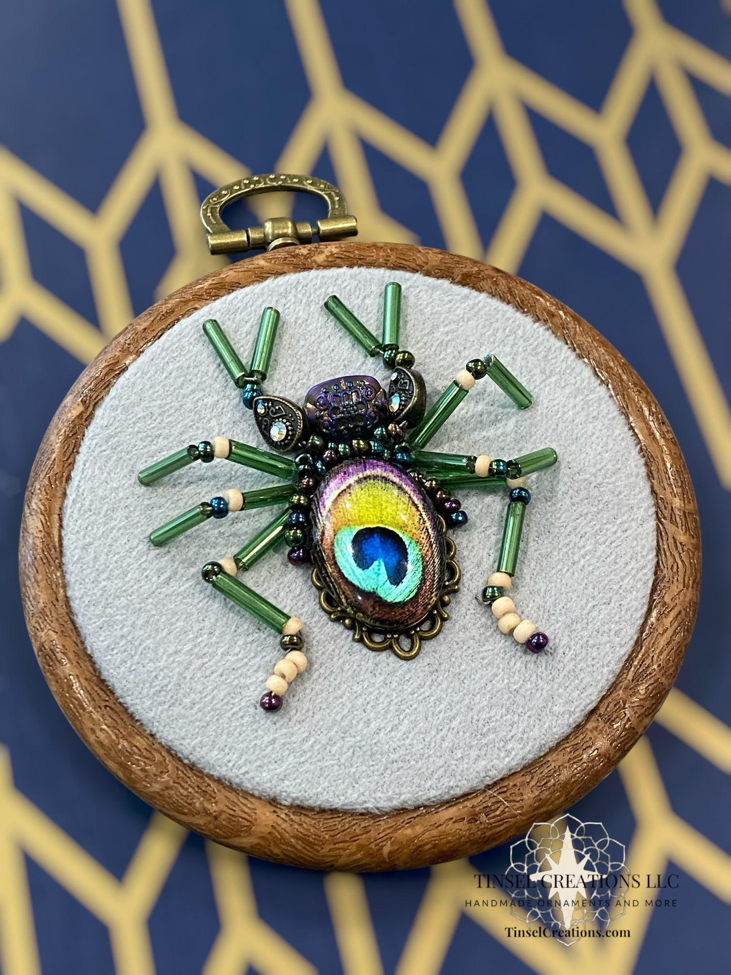 Beaded Embroidered Green Beetle