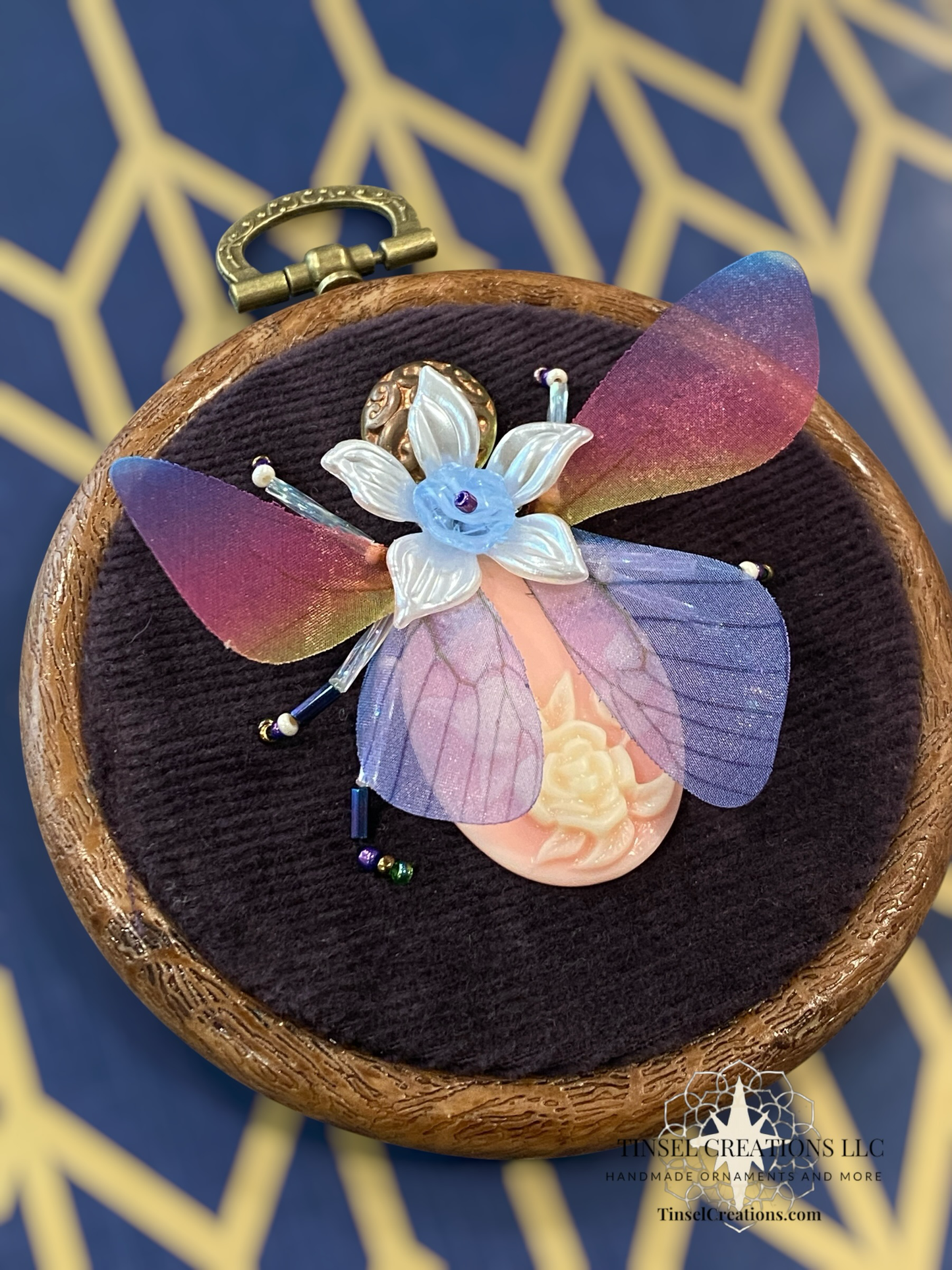 Beaded Embroidered Pink Garden Beetle