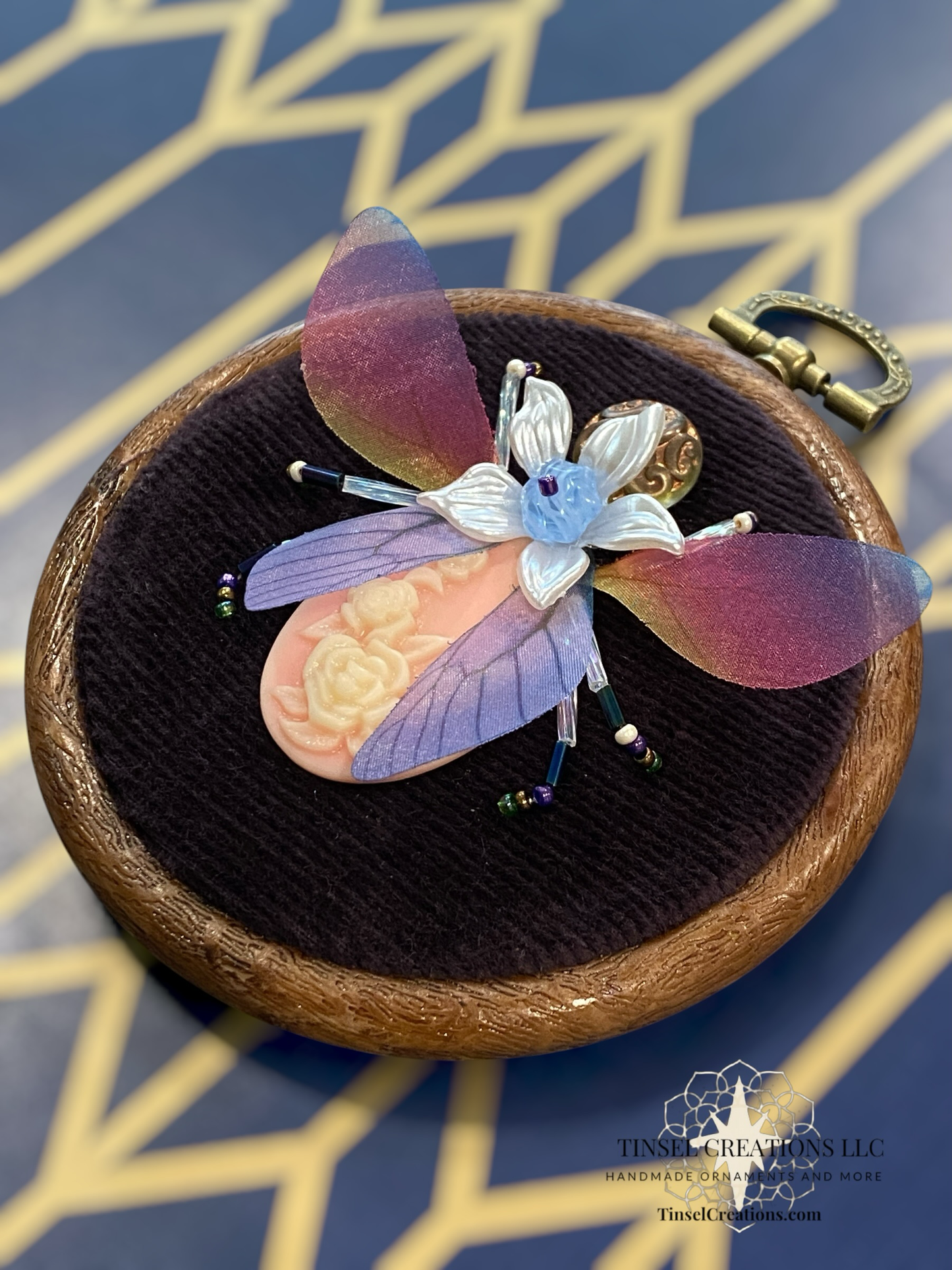 Beaded Embroidered Pink Garden Beetle