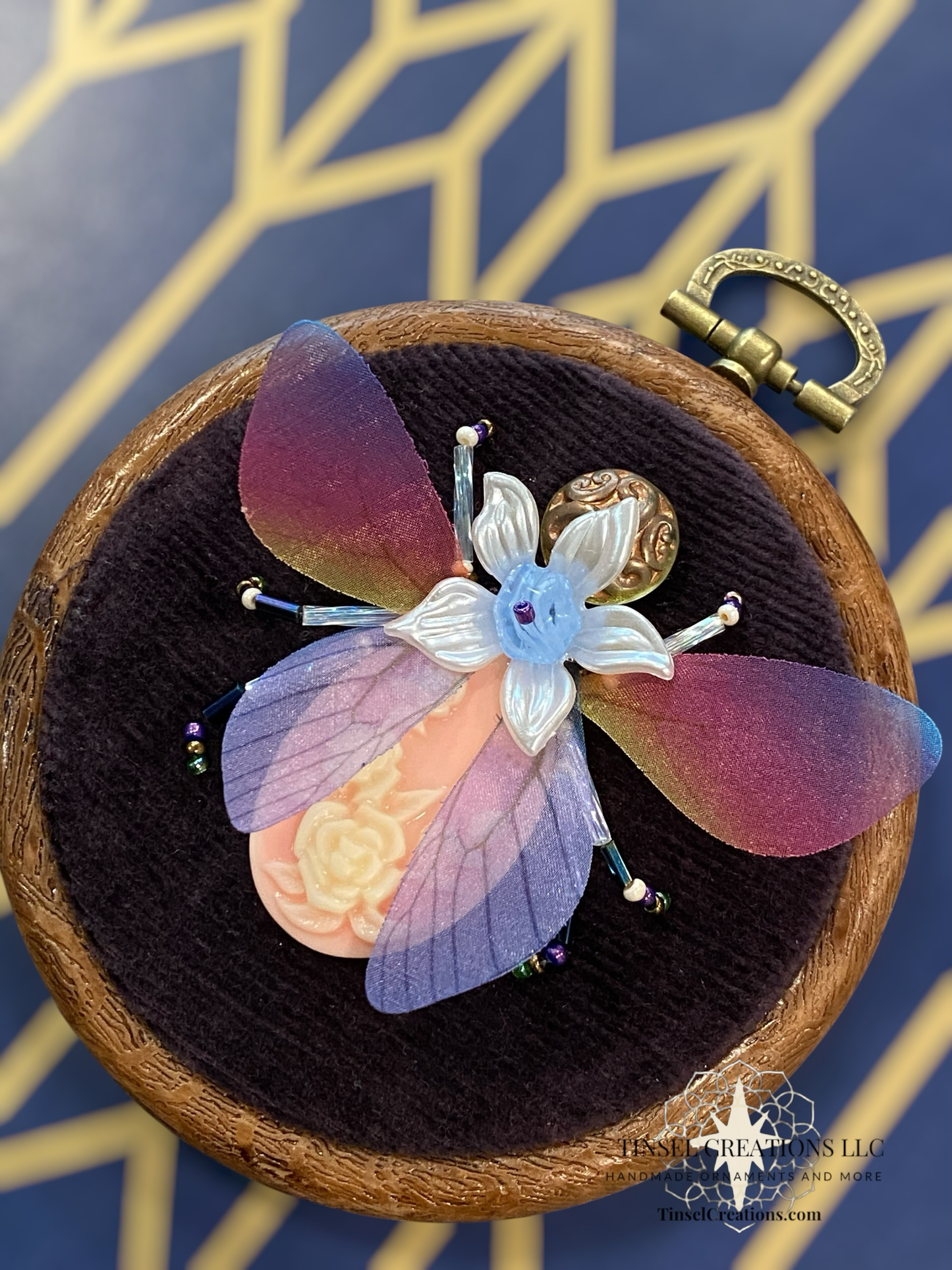 Beaded Embroidered Pink Garden Beetle